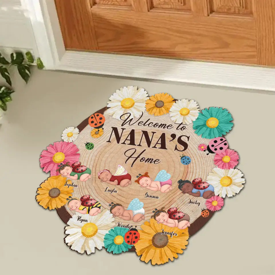 Personalized Nana Doormat - Up to 7 Babies - Mother's Day Gift Idea for Grandma - Welcome To Nana's Home