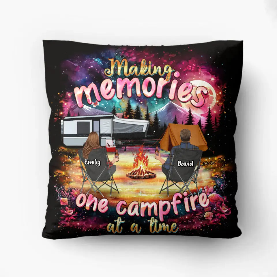 Personalized Camping Quilt/Fleece Throw Blanket/Pillow Cover - Gift Idea For Family/Camping Lover - Making Memories One Campfire At A Time