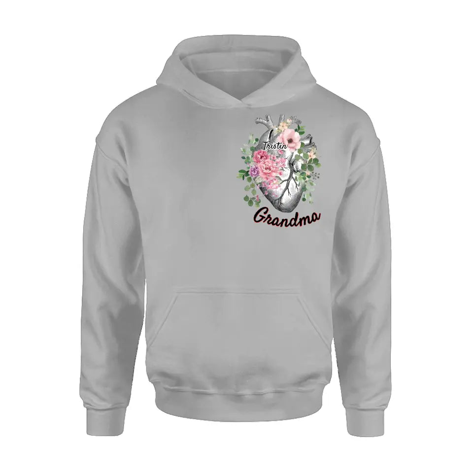 Personalized Spring Floral Heart Shirt/Hoodie - Up to 10 Kids - Mother's Day Gift Idea for Mom/Grandma - Grandma