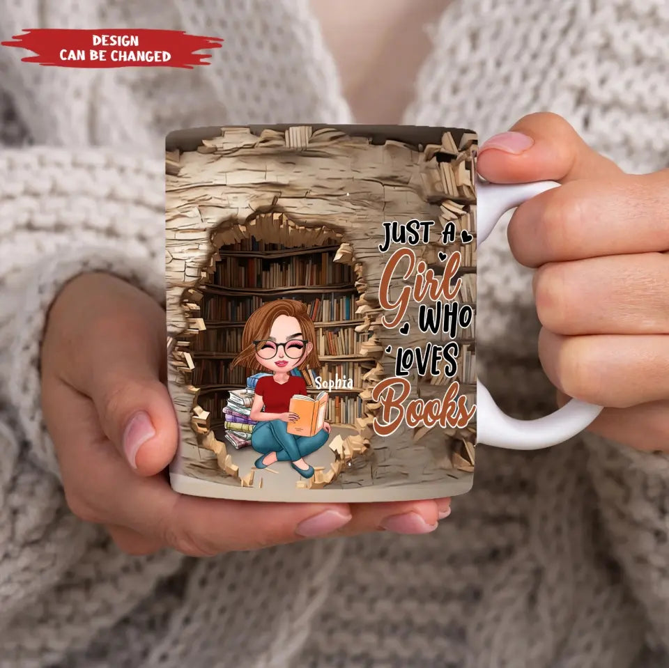 Personalized Reading Girl Coffee Mug - Gift Idea For Book Lover - Just A Girl Who Loves Books