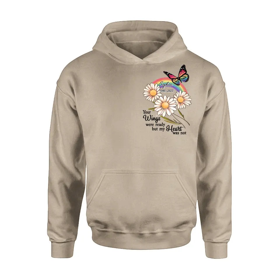 Personalized Memorial Shirt/Hoodie - Memorial Gift Idea for Mother's Day/Father's Day - Your Wings Were Ready But My Heart Was Not