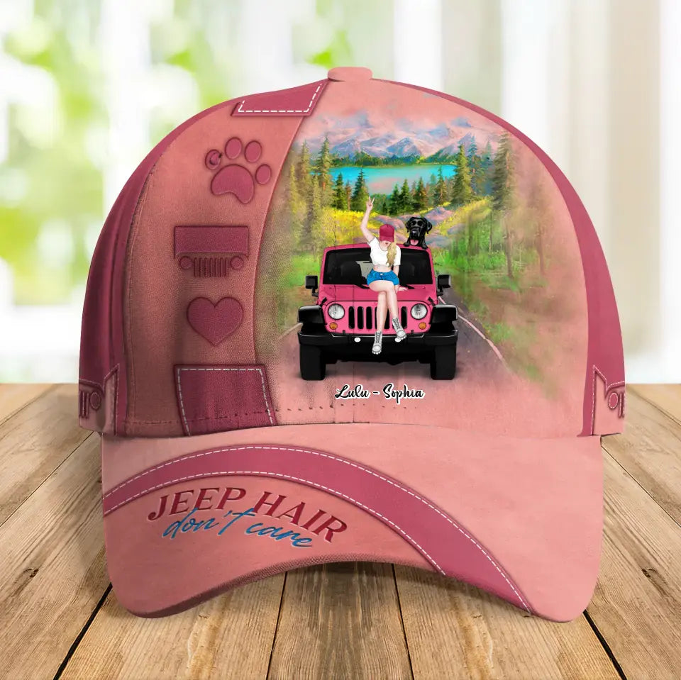 Personalized Off-road Baseball Cap - Up to 4 Dogs - Mother's Day Gift Idea for Jeep Owners & Dog Lovers - Jeep Hair Don't Care