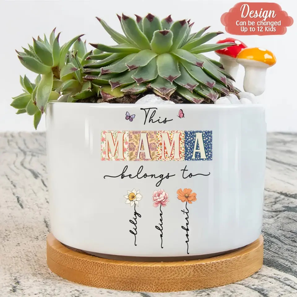 Personalized Grandma Birth Month Flower Plant Pot - Mother's Day Gift Idea For Grandma/Mom - Up to 12 Kids
