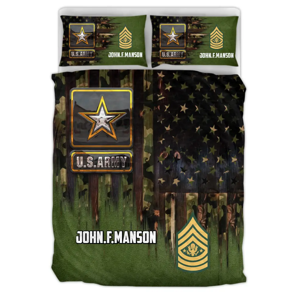 Personalized U.S Army Force Quilt Bed Sets - Gift Idea For Veteran/Father's Day/Mother's Day