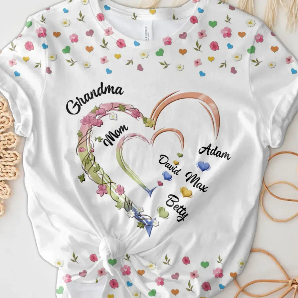 Personalized Mom/Grandma T-shirt - Up to 6 Kids And 10 Grandkids - Mother's Day Gift Idea For Mother/Grandma