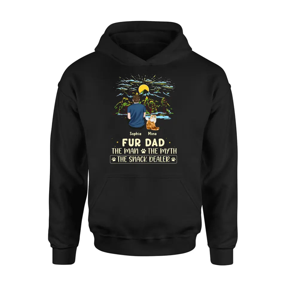 Personalized Cat Dad Shirt/Hoodie - Up to 4 Cats - Gift Idea For Father's Day/Cat Lover - Fur Dad The Man The Myth The Snack Dealer