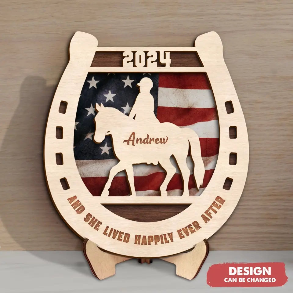 Personalized Horse 2 Layered Wooden Art - Gift For Horse Lover - And She Lived Happily Ever After
