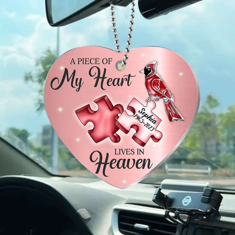 Personalized Memorial Acrylic Ornament - Memorial Gift Idea - A Piece of My Heart Lives In Heaven