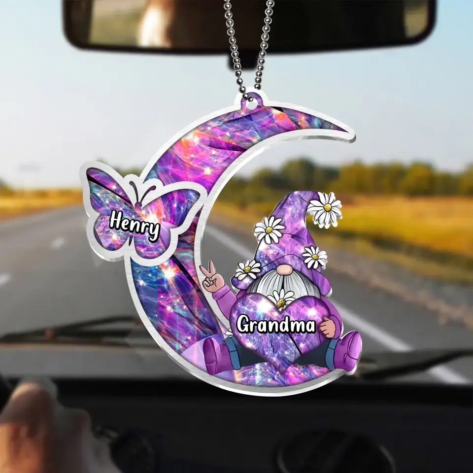 Personalized Sparkling Grandma Nana With Sweet Butterfly Kids Acrylic Car Ornament - Gift Idea To Grandma/Mother - Up to 5 Kids