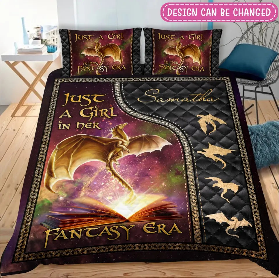 Personalized Fantasy Book Reading Quilt Bed Sets - Gift Idea For Books Lover - Just A Girl In Her Fantasy Era