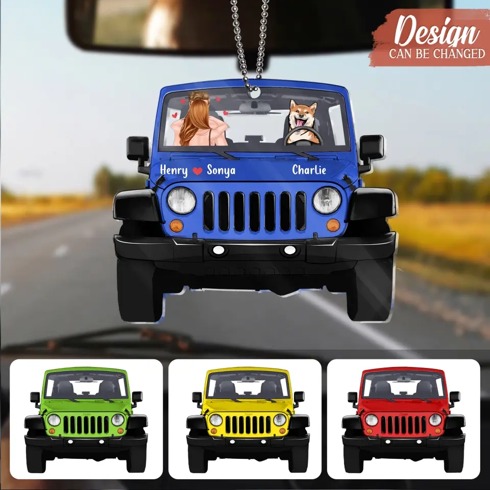 Personalized Dog And Couple Car Acrylic Ornament - Gift Idea For Car Owner/Dog Lover/Couple