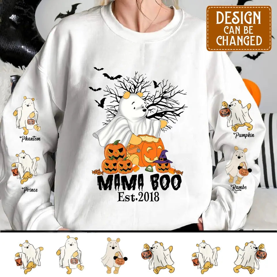 Personalized Grandma/Mom AOP Sweater - Up to 8 Kids - Halloween Gift Idea For Grandma/Mother - Mama Boo