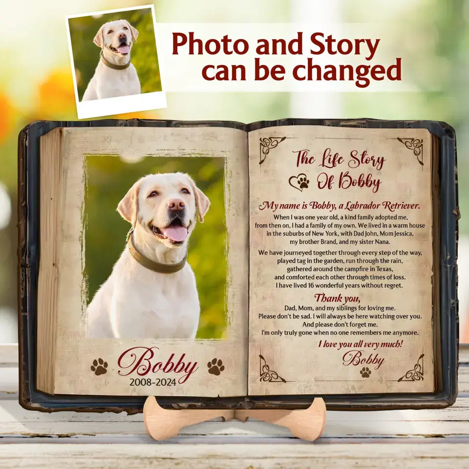 Personalized The Life Story Of Dog 2 Layered Wooden Art - Custom Dog's Story And Photo - Memorial Gift Idea For Dog Lover