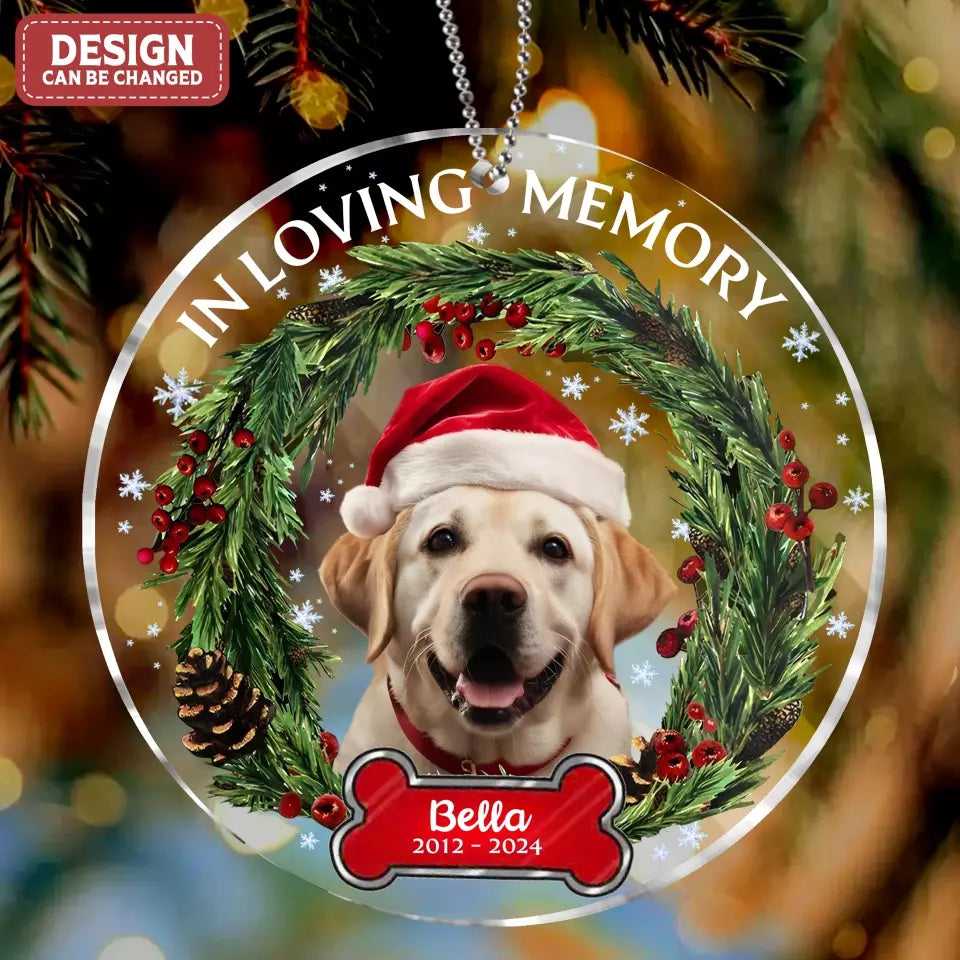 Personalized Christmas Dog Acrylic Ornament - Upload Photo - Memorial Gift Idea For Dog Lover/Christmas - In Loving Memory Of