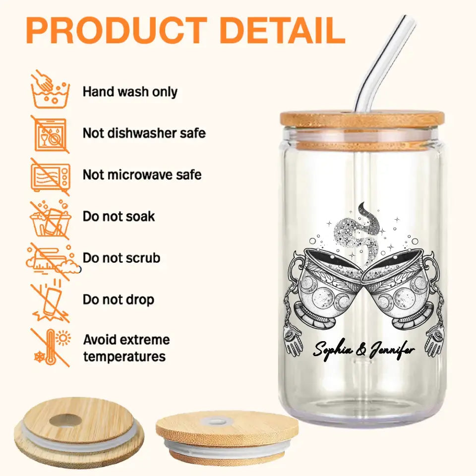 Personalized Best-Tea Witch Transparent Glass Tumbler With Straw - Gift Idea For Friends/Sisters - You'll Always Be My Best-Tea