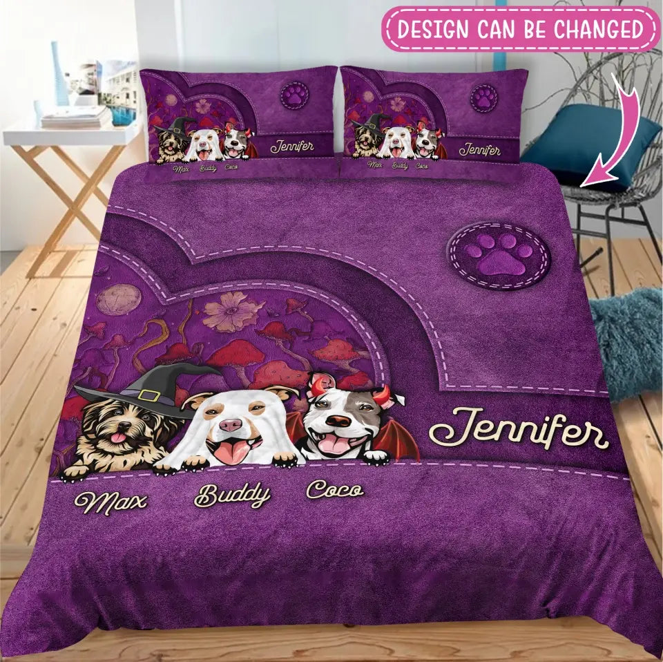 Personalized Dog Halloween Quilt Bed Sets - Gift Idea For Dog Lover - Up to 6 Dogs