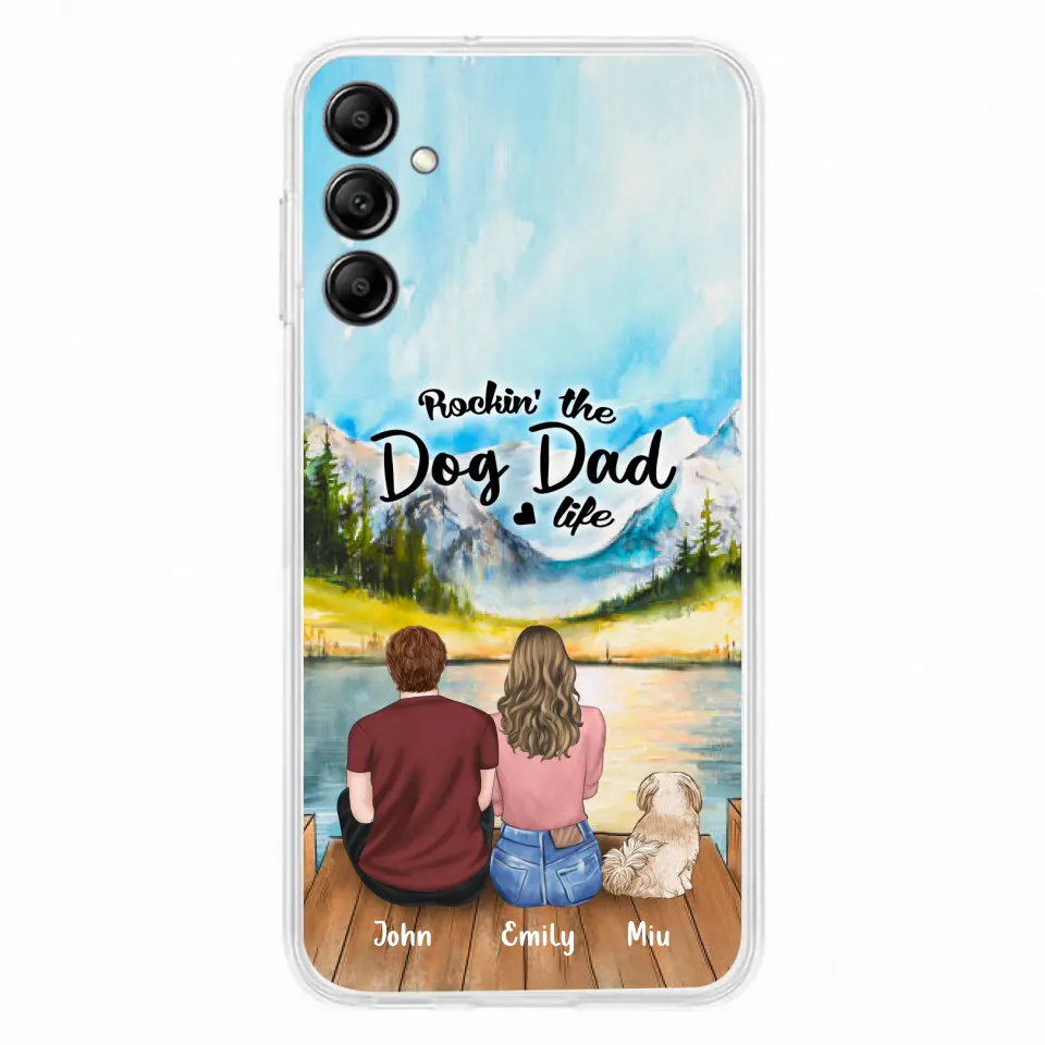 Custom Personalized Pet Parents Phone Case - Parents & Upto 3 Pets - Gifts For Dog Lovers,Cat Lovers - Rockin' The Dog Dad Life