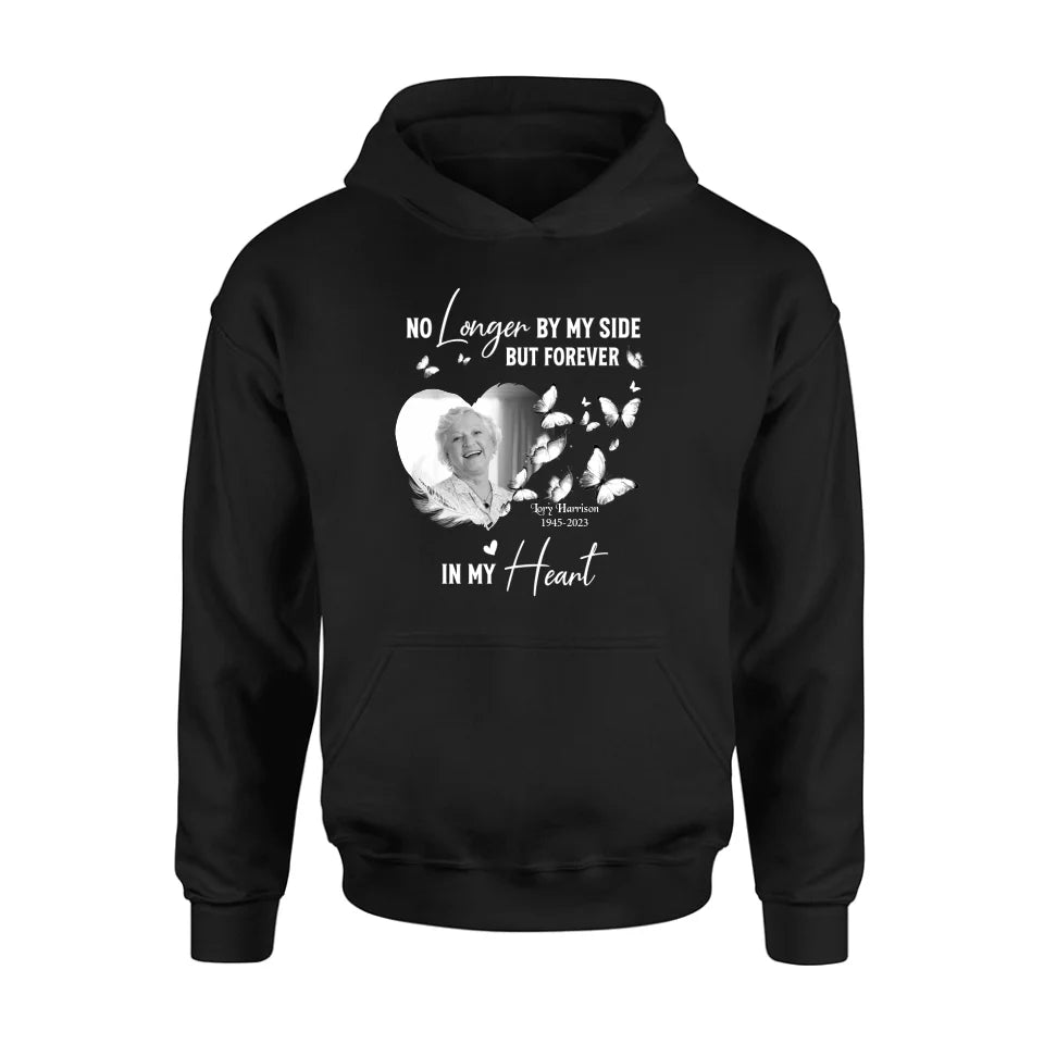Personalized Memorial Photo Shirt/Hoodie - Memorial Gift Idea for Loss Mom/Dad - No Longer By My Side But Forever In My Heart