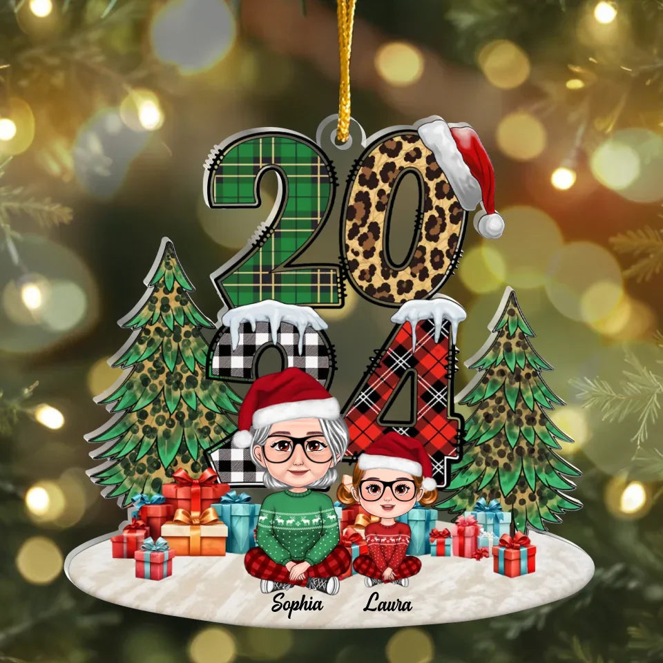 Personalized Grandma And Grandkids Acrylic Ornament - Up to 4 Kids - Christmas Gift Idea For Grandma