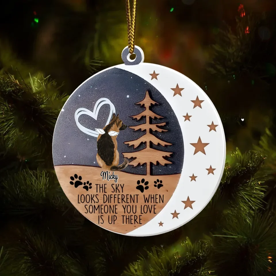 Personalized Memorial Dog Wooden Ornament - Christmas Gift Idea - Up to 4 Dogs - The Sky Look Different