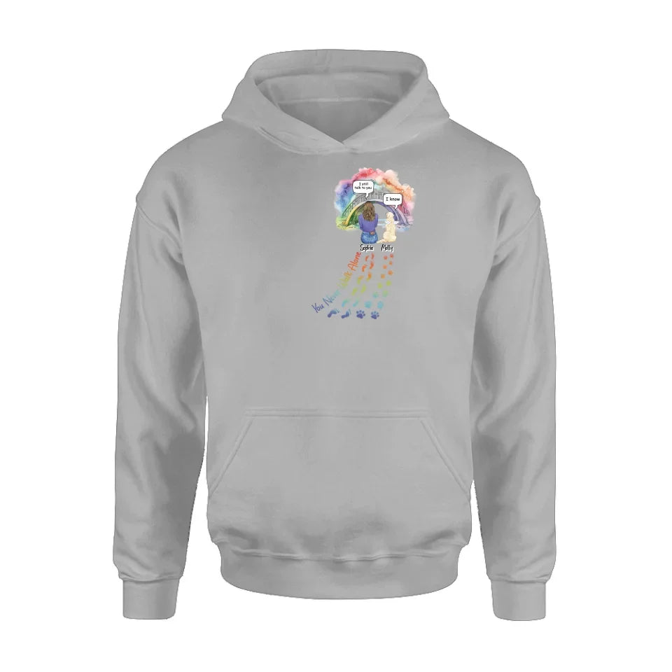 Personalized Rainbow Bridge T-shirt/Long Sleeve/Sweatshirt/Hoodie - Up to 4 Pets -Memorial Gift Idea For Dog/Cat/Rabbit Lover - You Never Walk Alone