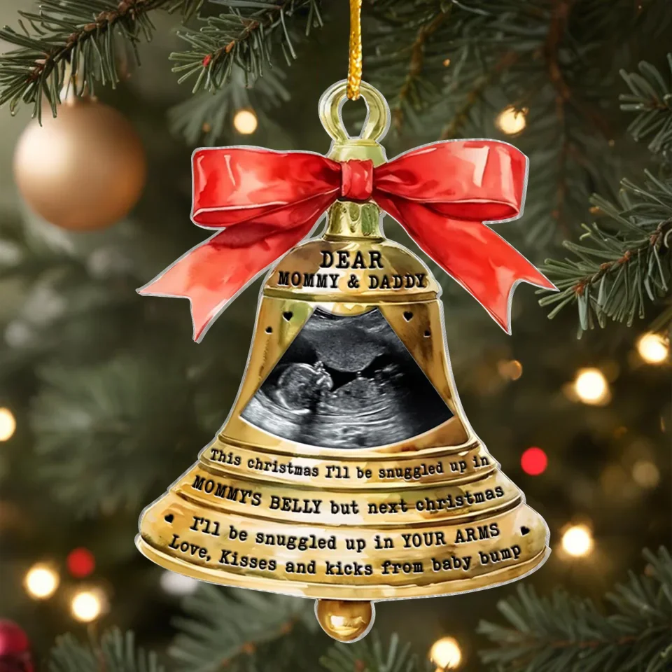 Personalized Baby Bump Acrylic Ornament - Christmas Gift Idea - Dear Mommy & Daddy