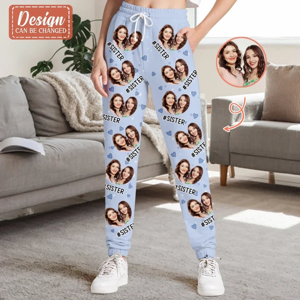 Personalized Sister AOP Unisex Sweatpants - Gift Idea For Sisters - Upload Photo