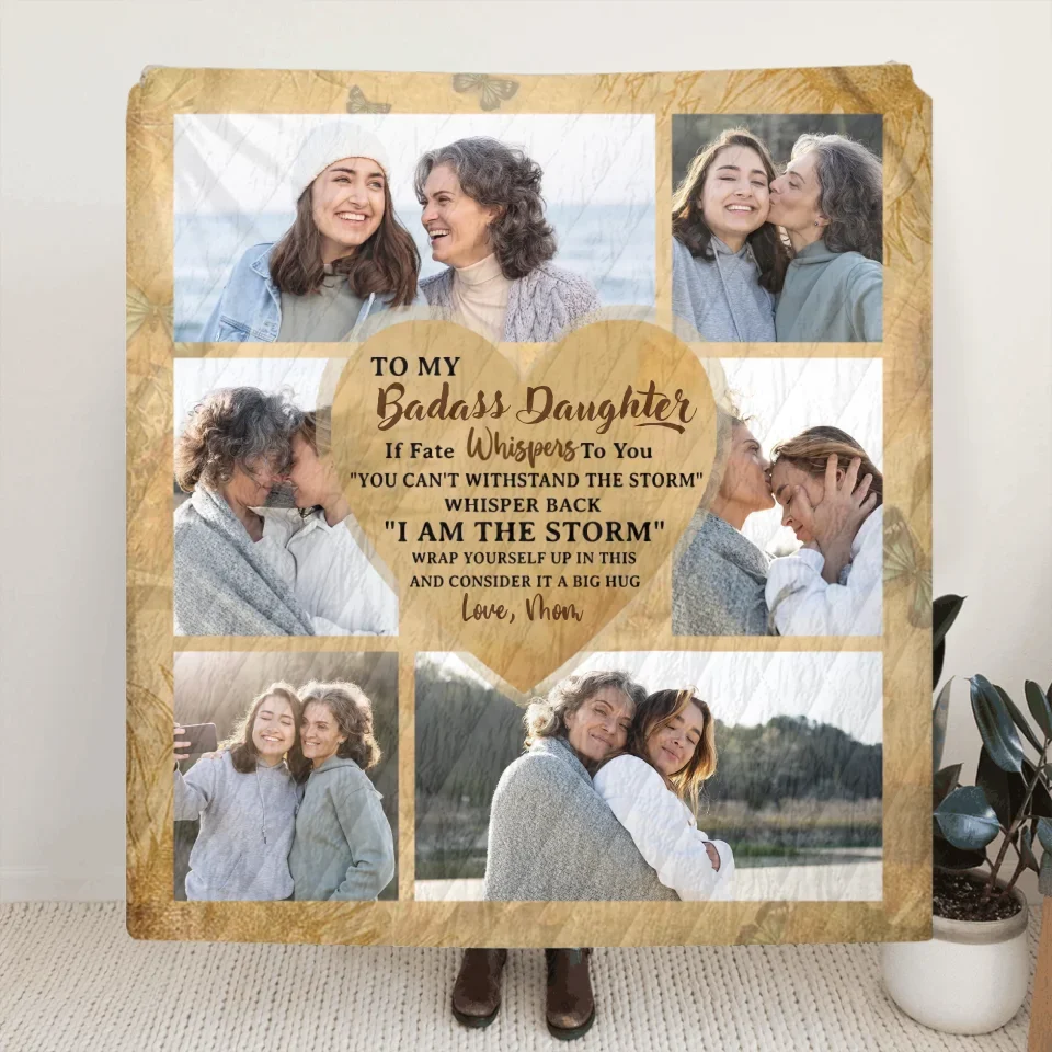 Personalized To My Daughter Fleece Throw Blanket - Gift Idea For Daughter From Mom - Upload Photos