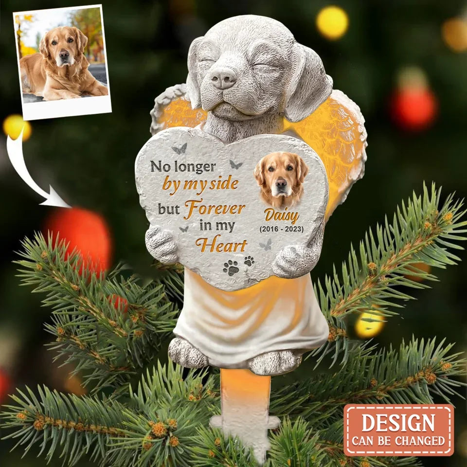 Personalized Memorial Dog Tree Topper - Memorial Gift Idea For Family/Dog Lover - Upload Photo - No Longer By My Side But Forever In My Heart