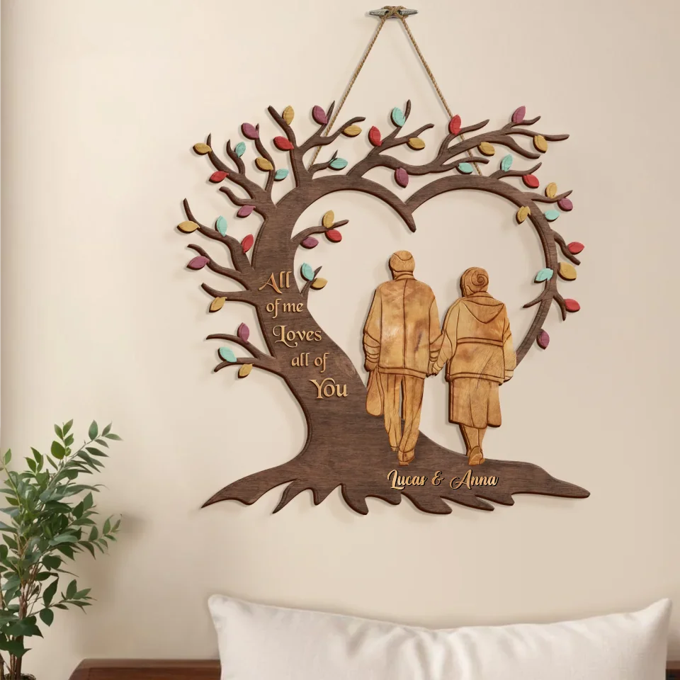 Personalized Couple Wooden Sign - Gift Idea For Couple/Husband And Wife - All Of Me Loves All Of You