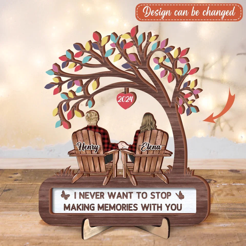 Personalized Couple Wooden Art - Gift Idea For Couple/Him And Her - My Favorite Place In All the World Is Next To You