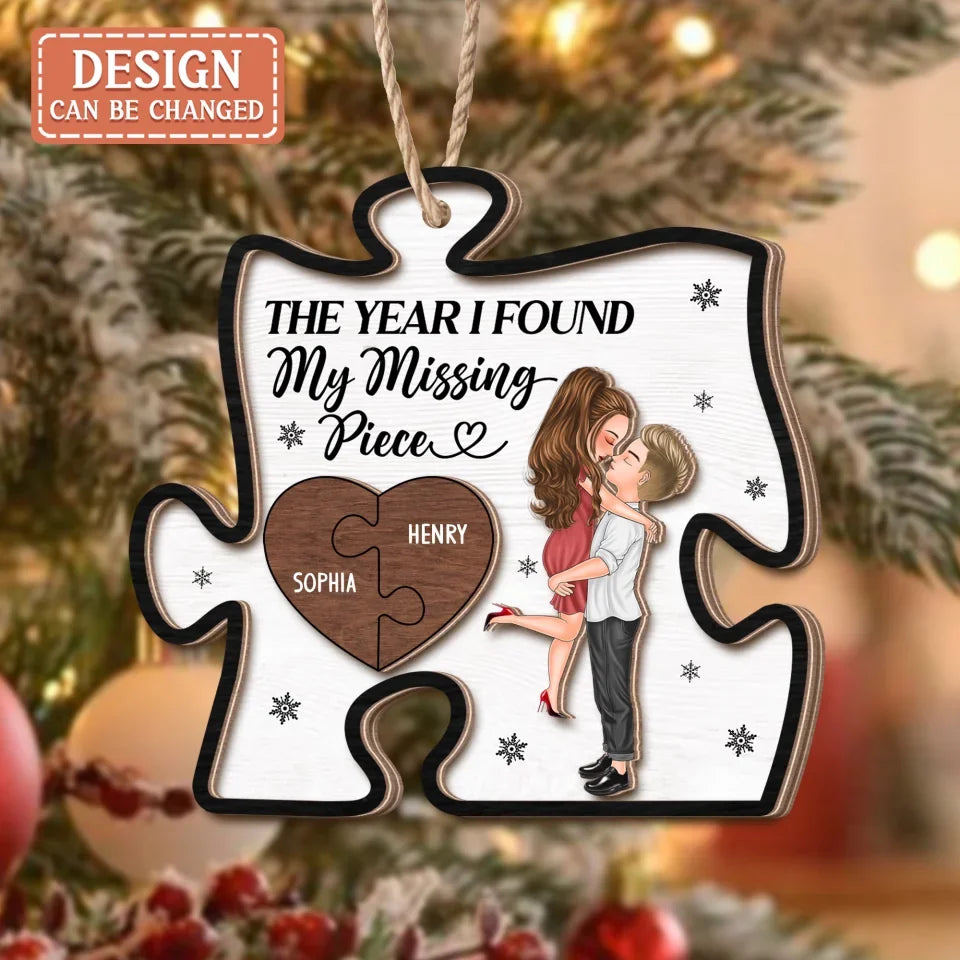 Personalized Couple 2 Layered Wooden Ornament - Gift Idea For Couple - The Year I Found My Missing Piece