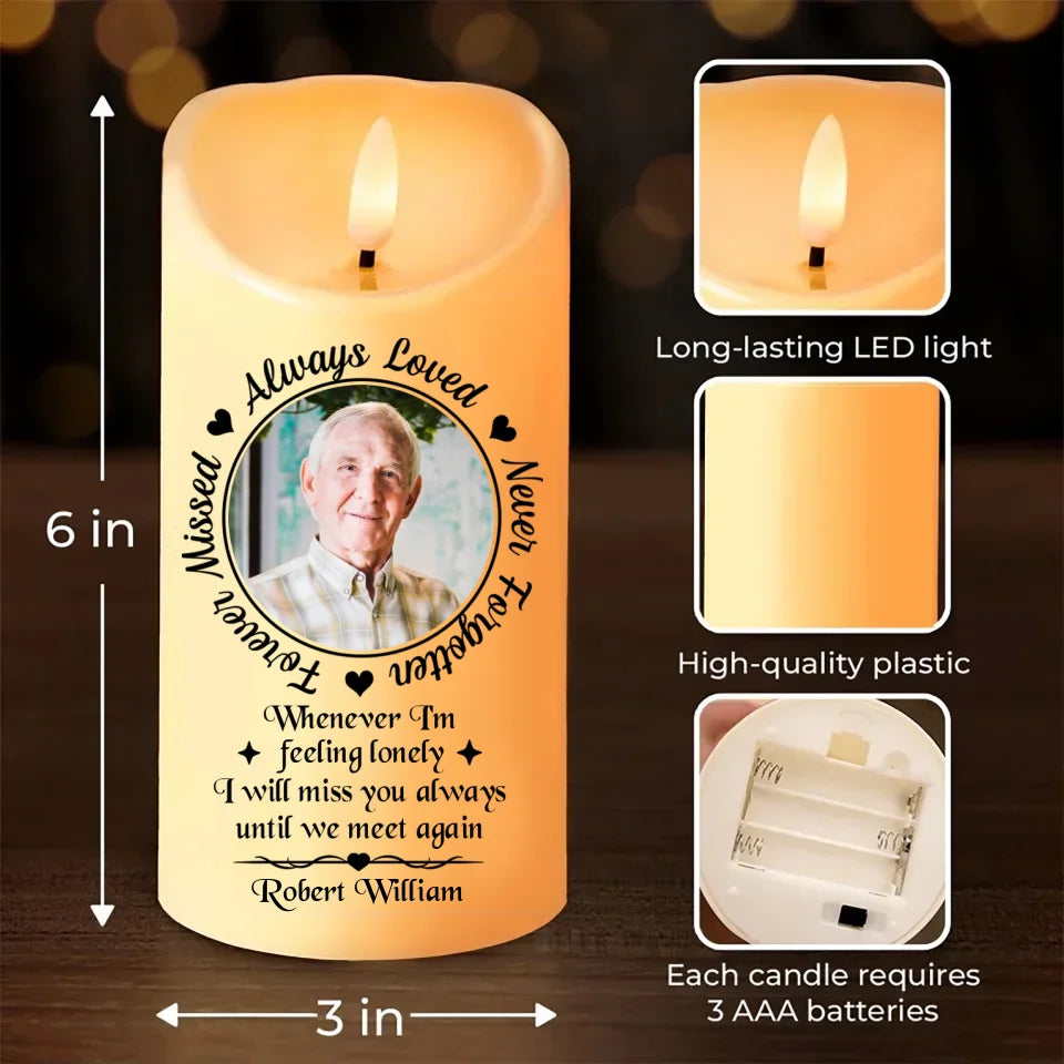 Personalized Memorial Led Candle - Upload Photo - My Husband My Angel