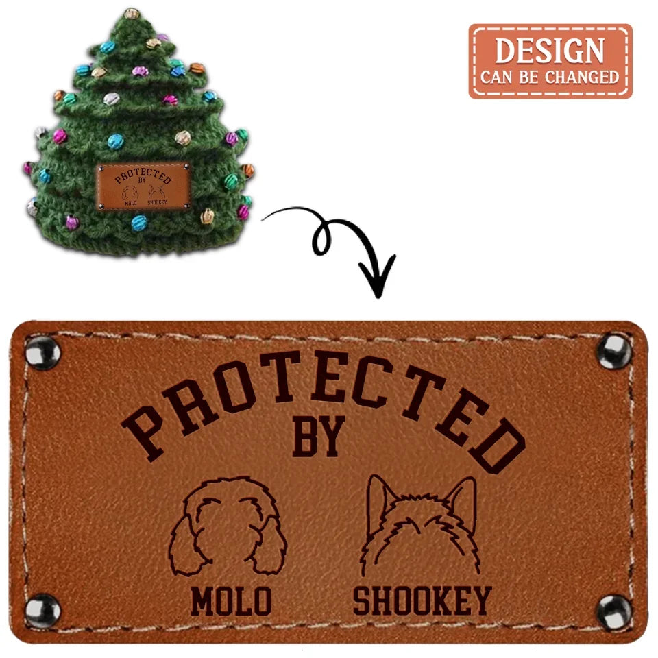 Personalized Christmas Tree Crochet Hat - Christmas Gift For Kids - Protected By Dogs