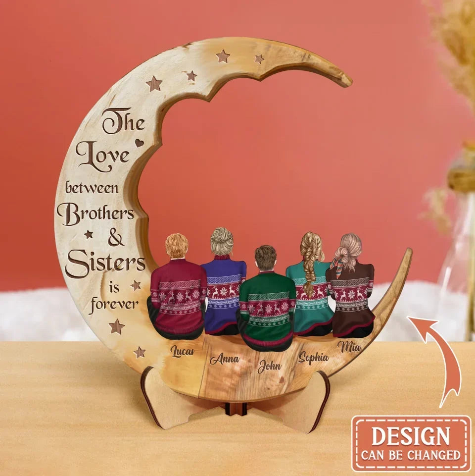 Personalized Sisters Moon Wooden Art - Gift Idea For Sisters/Brothers/Siblings - There Is No Greater Gift Than Sisters