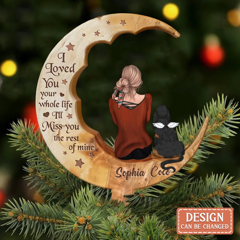 Personalized Memorial Pet Moon Tree Topper- Memorial Gift Idea For Dog/Cat/Rabbit Lover - No Longer By My Side Forever In My Heart