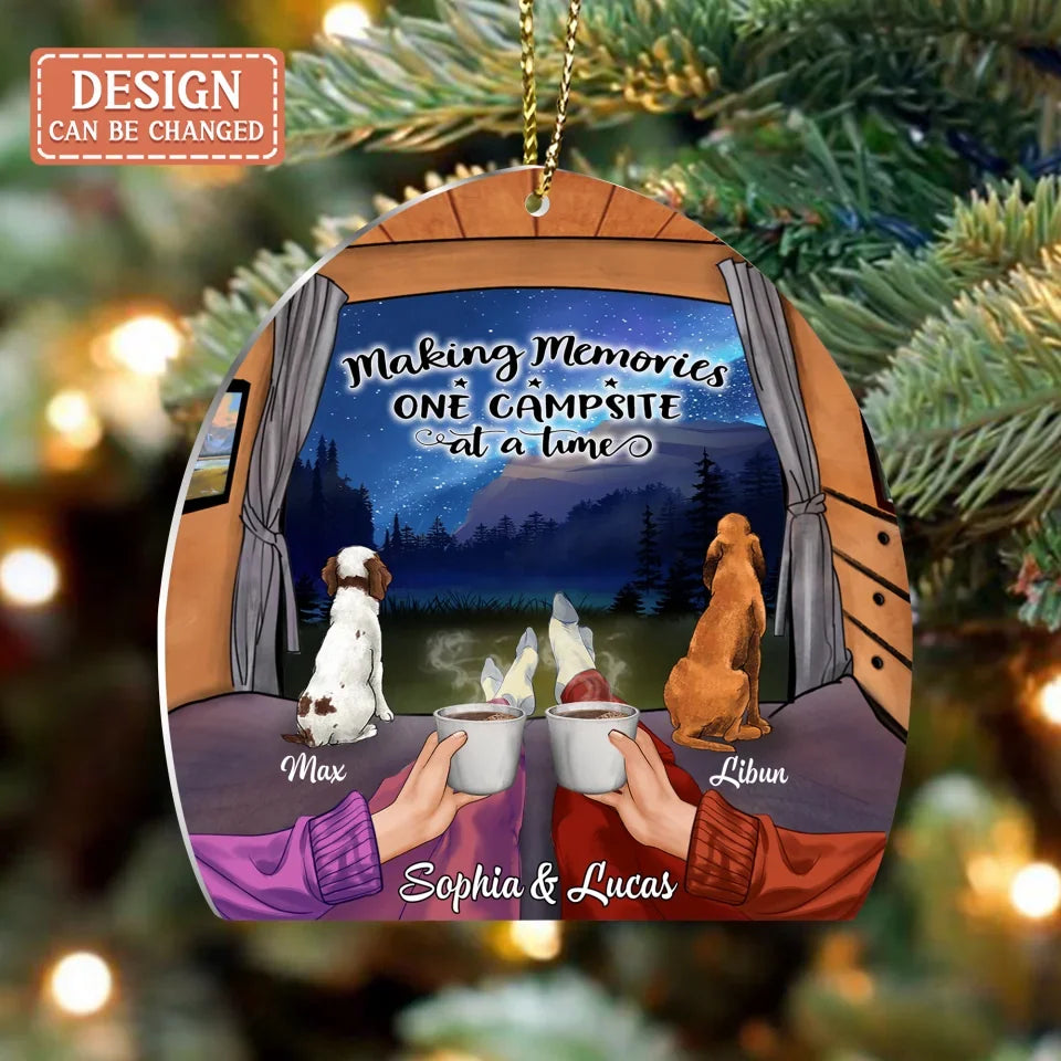 Personalized Couple Camping Acrylic Ornament - Couple With Up to 3 Pets - Best Gift For Camping Lover - Let's Get In-tents
