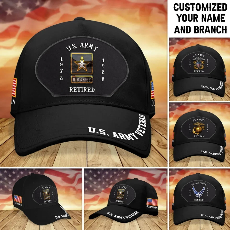 Personalized Retired Veteran Baseball Cap - Gift Idea for Veteran/Father/Grandpa