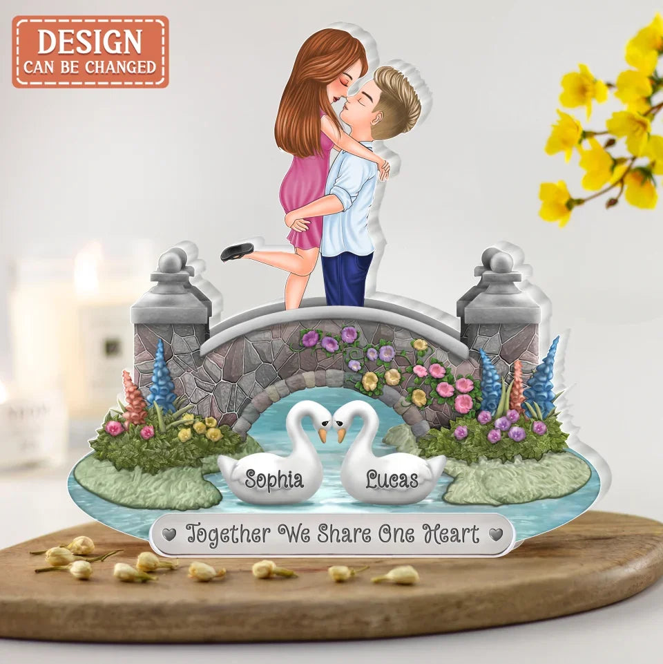 Personalized Couple Acrylic Plaque - Gift For Couple/Husband And Wife - Together We Share One Heart
