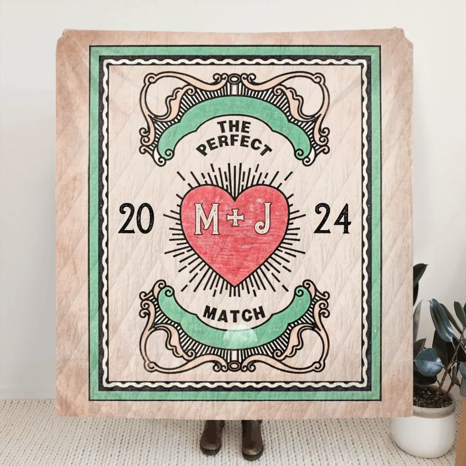 Personalized Couple Quilt/Fleece Throw Blanket/Pillow Cover - Gift Idea For Couple - The Perfect Match