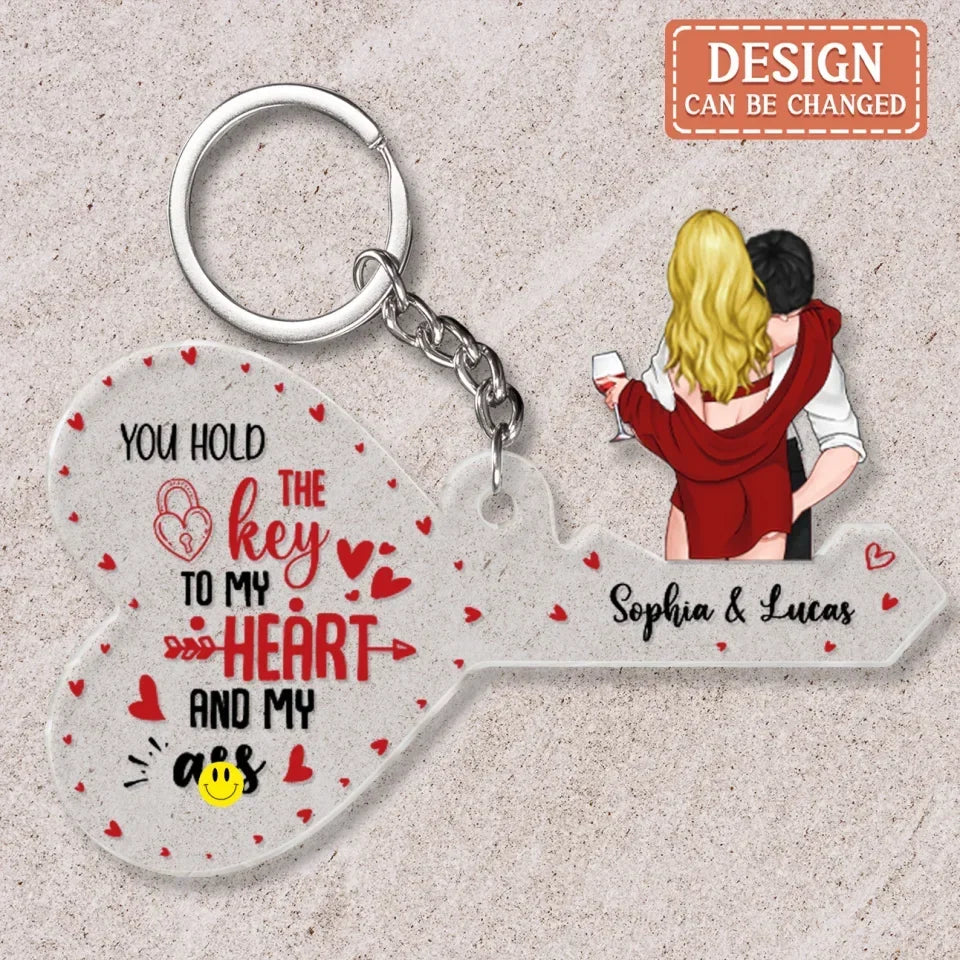 Personalized Couple Acrylic Keychain - Valentine's Day Gift For Couple/Husband And Wife - You Hold The Key To My Heart