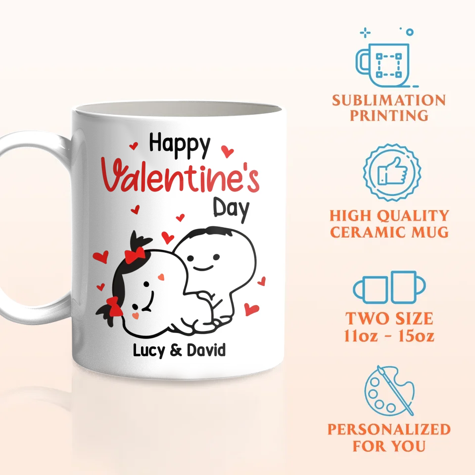Personalized Couple Coffee Mug - Gift Idea For Husband/Wife - Happy Valentine's Day