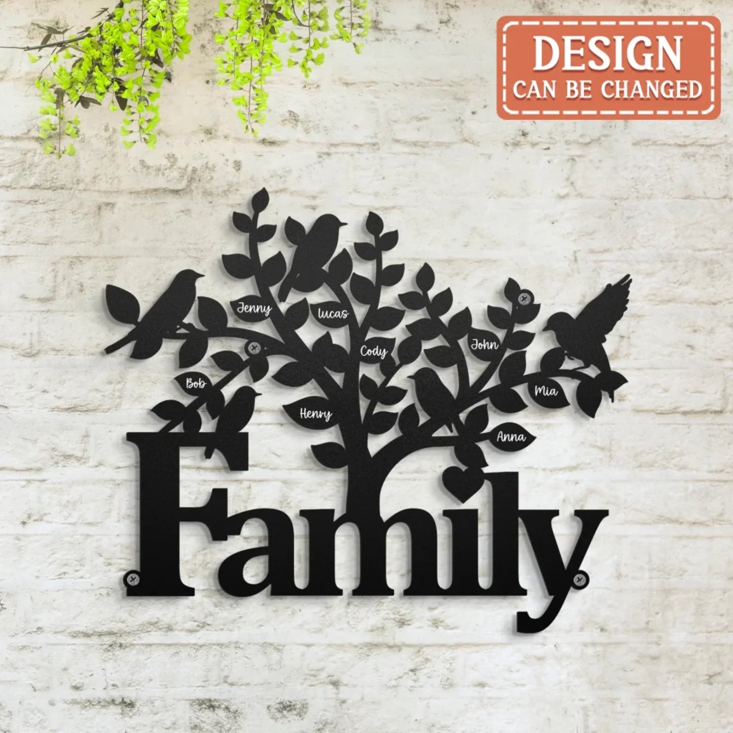 Personalized Family Black Metal Sign - Gift Idea For Family With Up to 12 Members