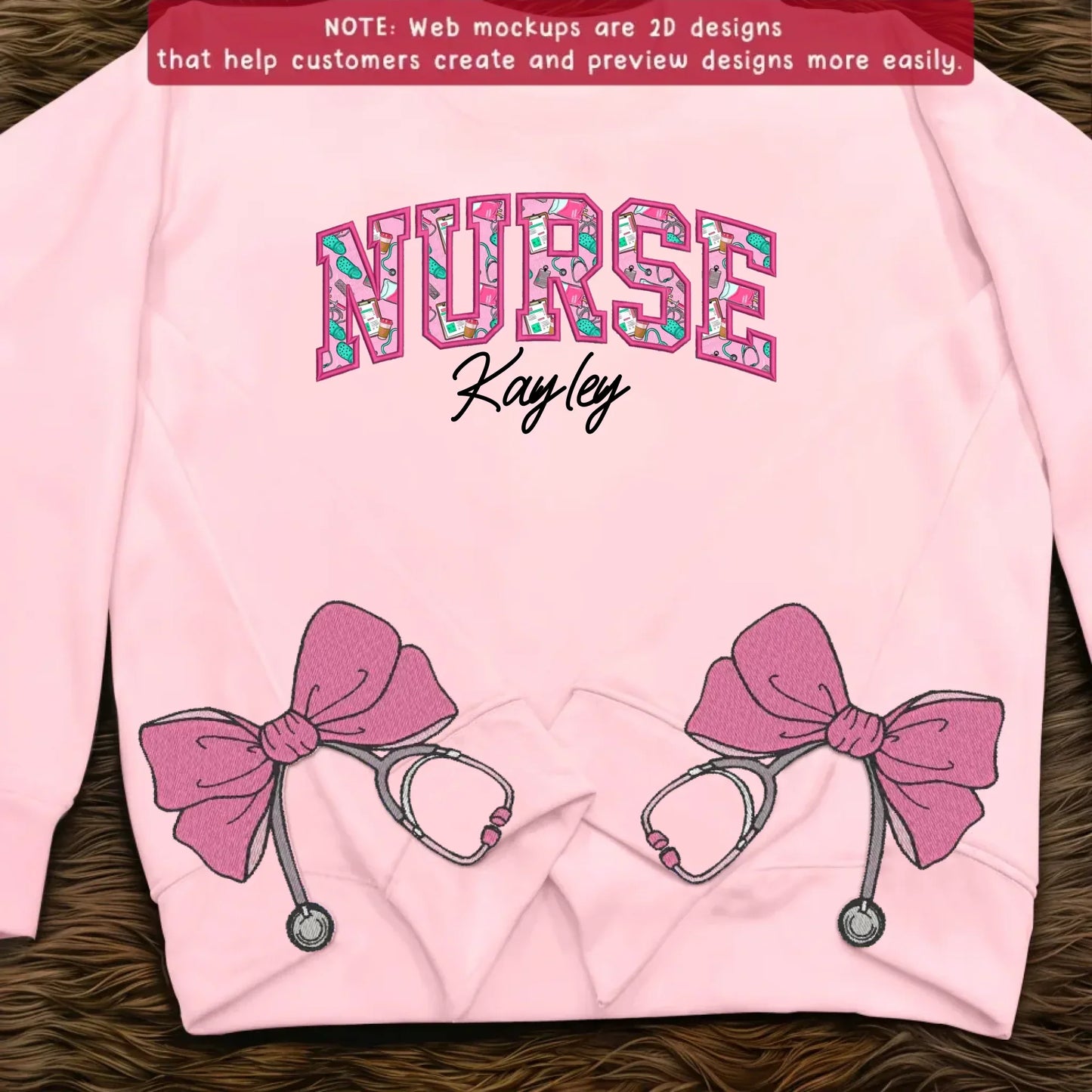 Personalized Applique Nurse Embroidered Side Bow Sweatshirt - Gift Idea For Nurse