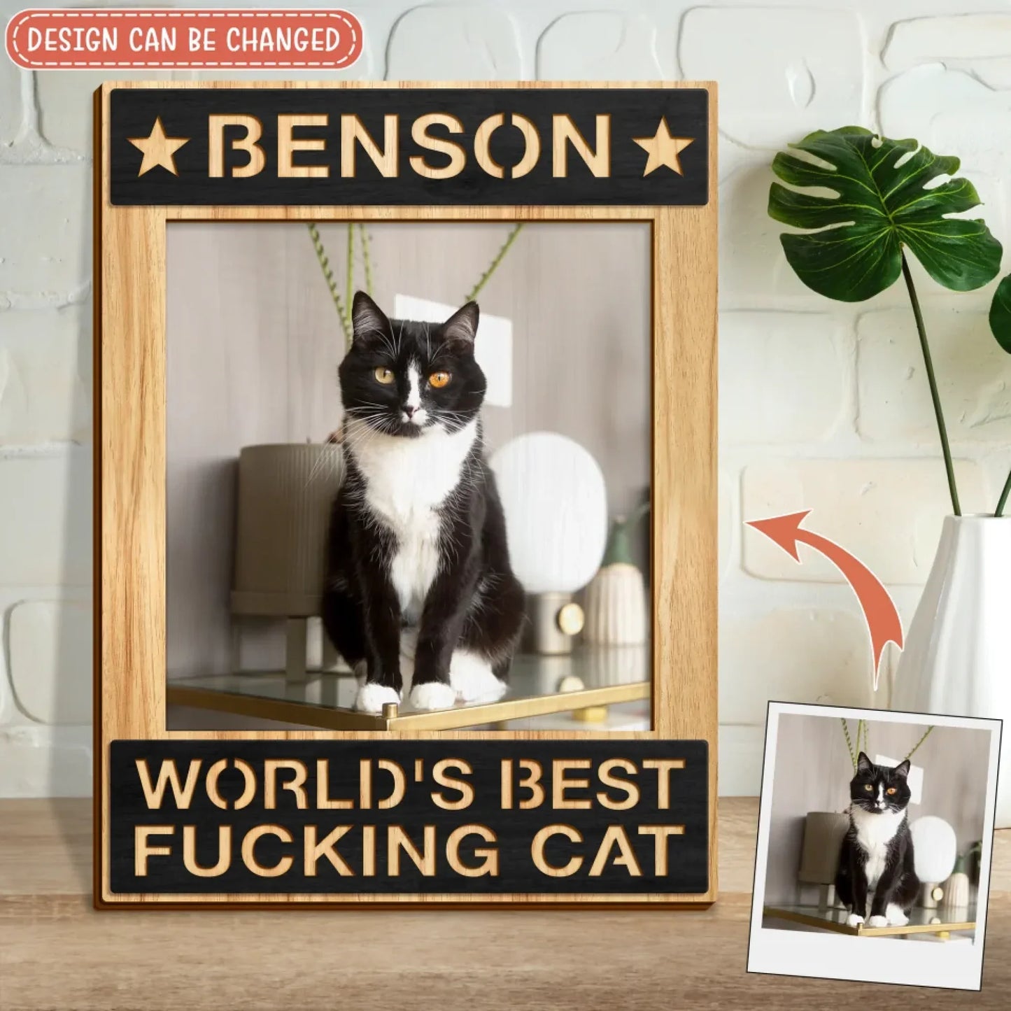 Personalized Cat Photo Wooden Art - Gift Idea For Cat Lover