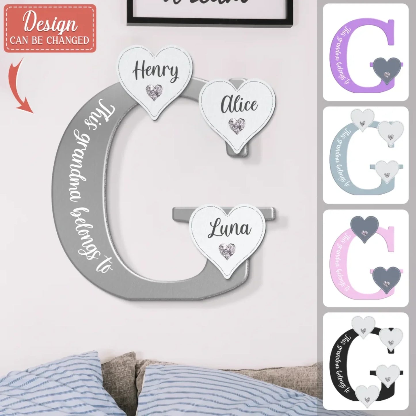 Personalized Grandma Metal Sign - Mother's Day/Birthday Gift For Grandma - Up to 7 Grandkids - This Grandma Belongs To