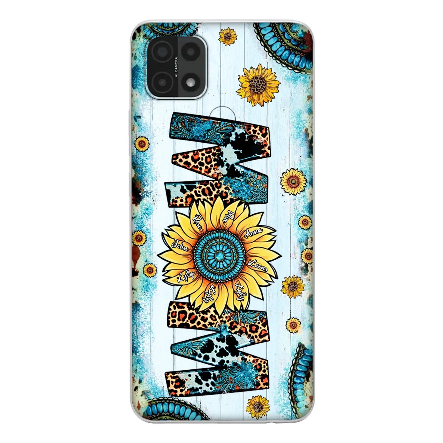 Personalized Mom Sunflower Phone Case - Mother's Day Gift Idea - Up to 8 Kids - Xiaomi/Oppo/Huawei