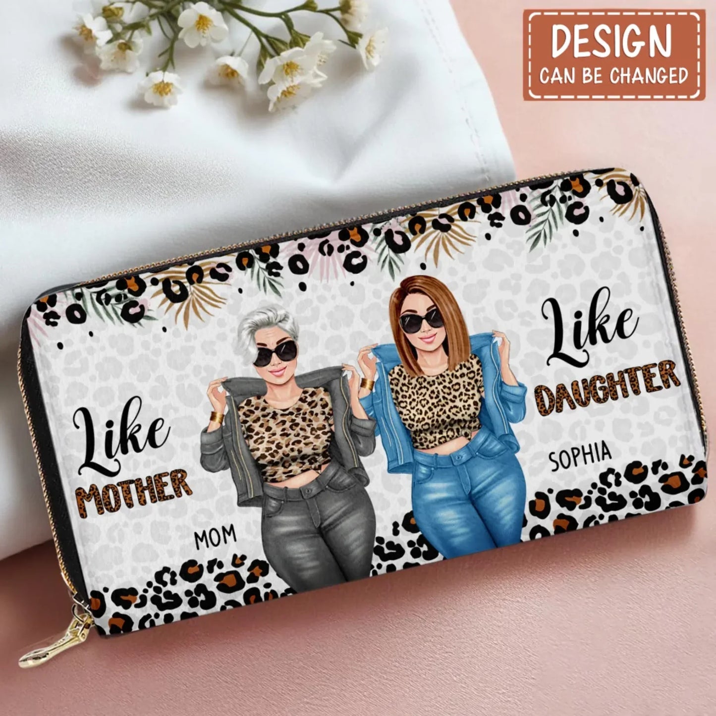 Personalized Mom and Daughter Long Wallet - Best Gift for Mother/Grandma - Like Mother Like Daughter
