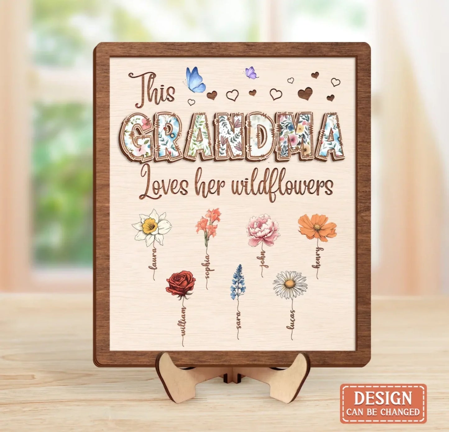 Personalized Mother Wooden Art - Mother's Day Gift For Mom/ Grandma al Her Wildflowers