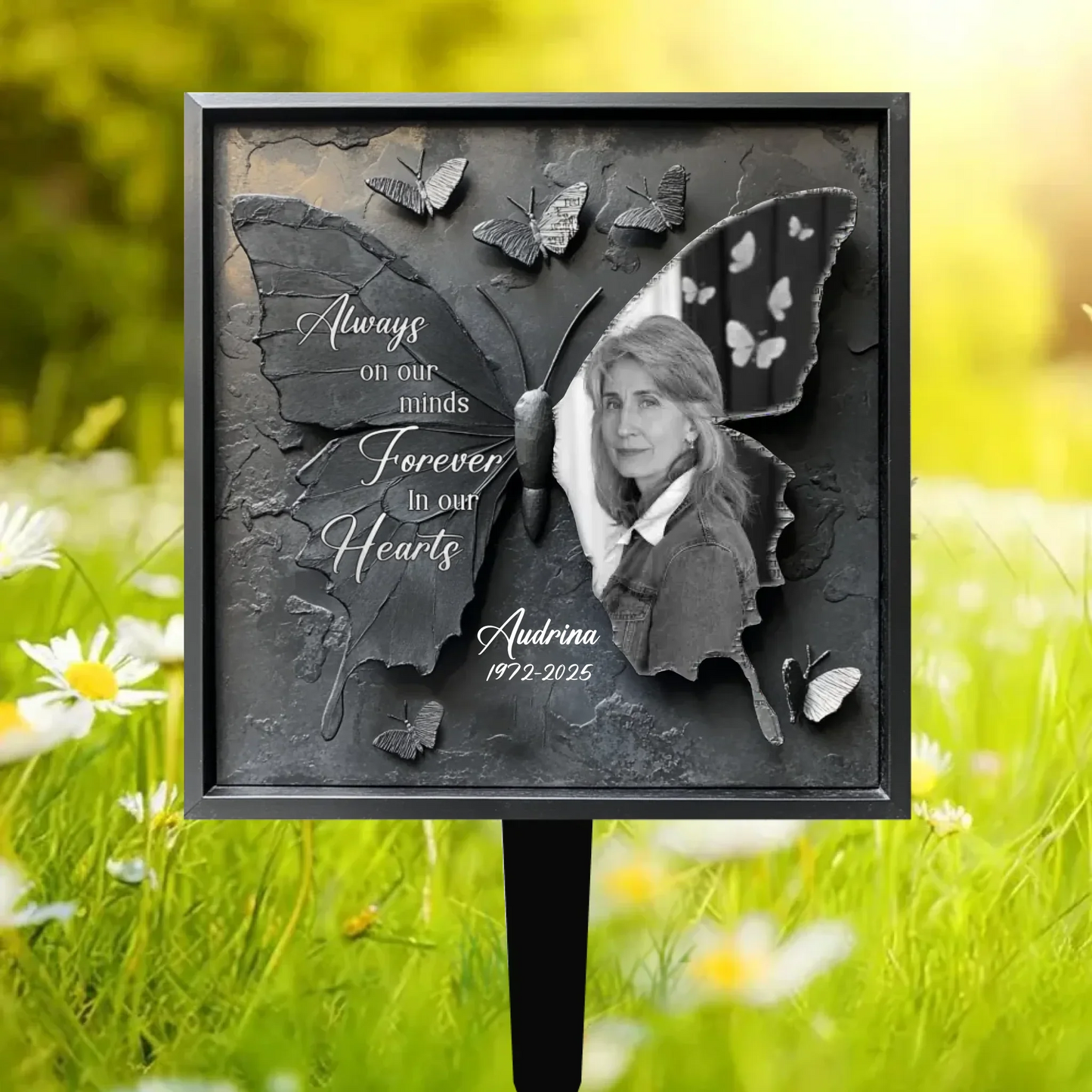 Personalized Memorial Butterfly Metal Sign - Memorial Gift Idea For Family Member - Upload Photo